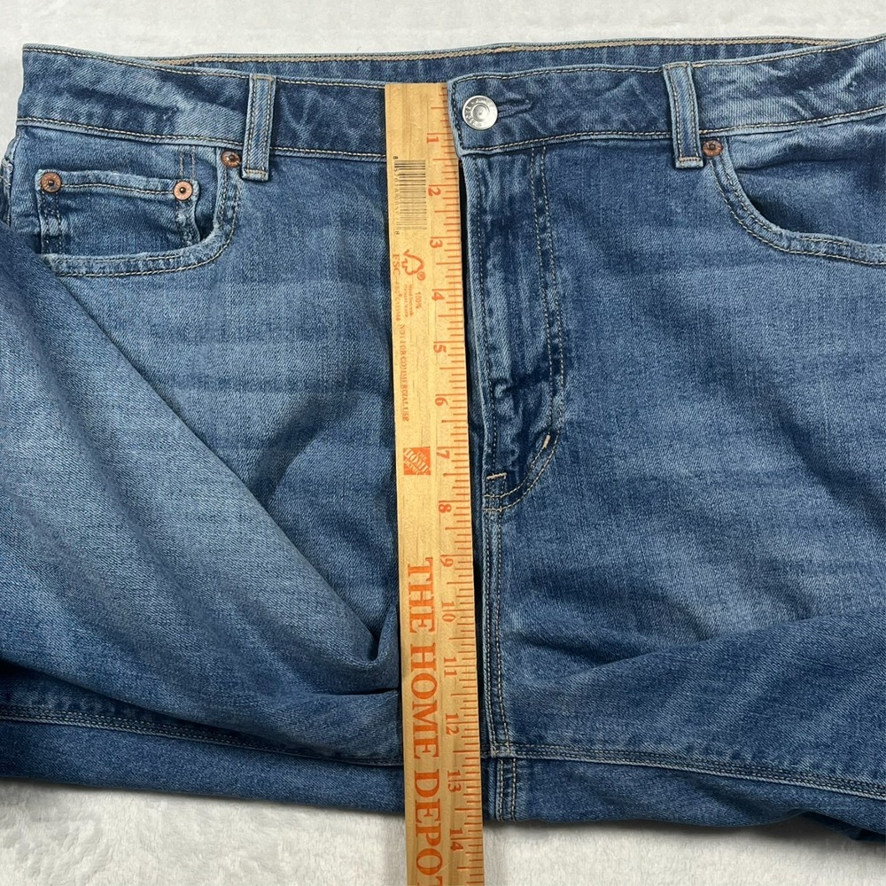 American Eagle Super High Rise Baggy Wide Leg Jeans Womens 14 Light Wash Stretch - Picture 14 of 16